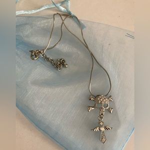 Silver color crystal skull pendant